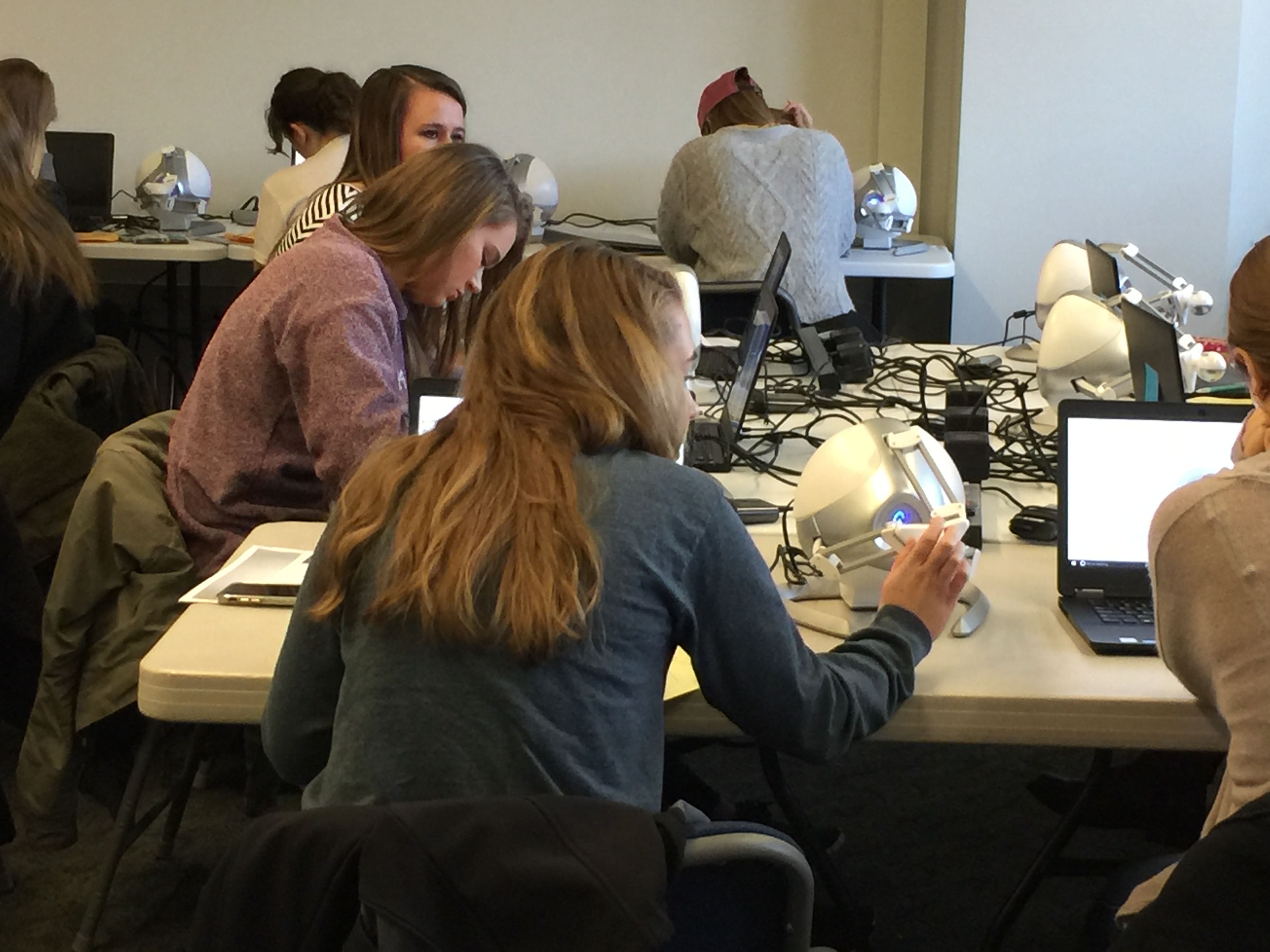 Students working with Visuohaptic simulations